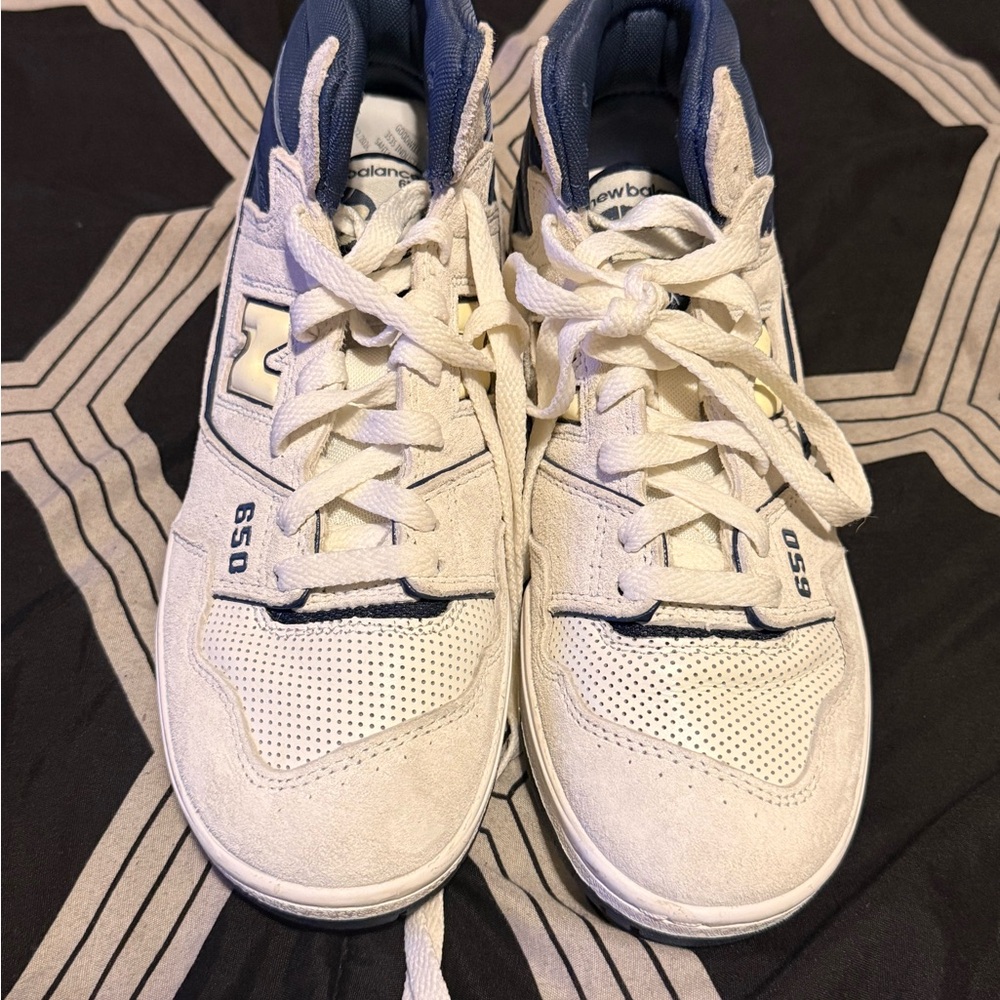 New Balance 650 Cream and Navy men’s 5.5 Sneakers